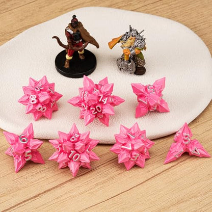 DND Dice Set Metal,Polyhedral D&D Metallic Heterotypic D and D Dice with Cracks for Dungeons and Dragons RPG TTRPG 7-Die Set with Gift (Heterotypic, Heterotypic-Pink) - color: Heterotypic-pink, style: Heterotypic