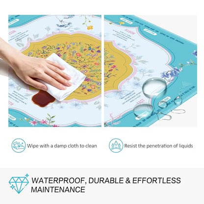 KUNTE Mahjong Mat, Turquoise, 32"x32" | Non-Slip, Quiet, Waterproof, Foldable, For American Mahjong - color: Turquoise
