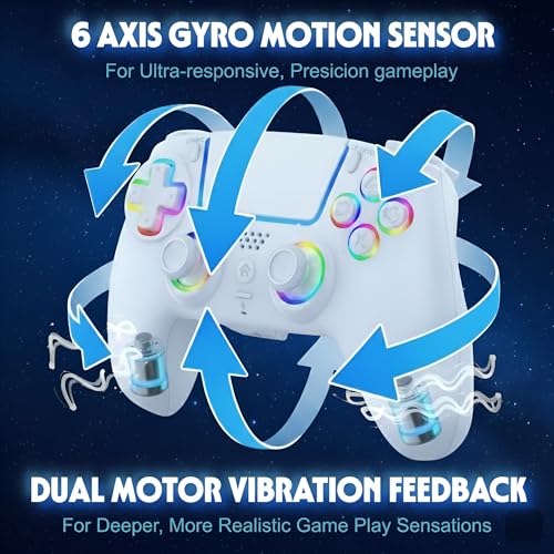 AureoPlay Wireless Controller Compatible with PS5/PS5 Slim/PS5 Pro/PC – RGB Gamepad with Hall Effect Joysticks, Dual Vibration, Six-Axis Motion Sensor, Touch Panel, Turbo & Programmable Buttons, Ergonomic Design
