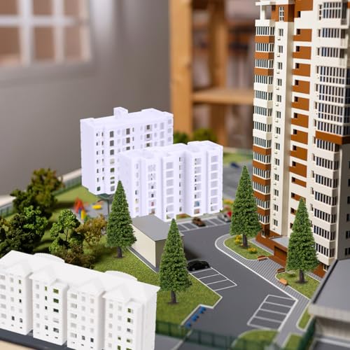 Wakauto Miniature Apartment Building Model 4Pcs Mini Buildings for Diorama Plastic Mini Building Decor for Crafts City Models for Sand Table Layout Home D Cor