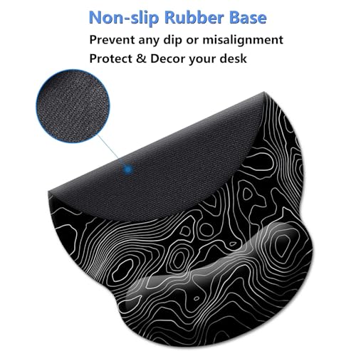 Gaming Mouse Pad Wrist Support,Ergonomic Mouse Pad with Wrist Rest,Comfortable Mousepad with Smooth Wrist Rest,Pain Relief Mouse Pads for Non-Slip Base,Computer,Laptop,Office，Home（Black Lines） - color: Black lines