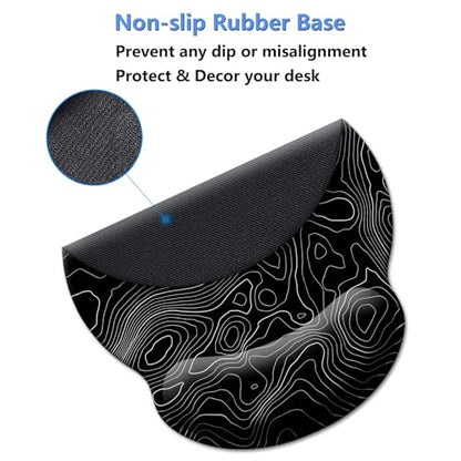 Gaming Mouse Pad Wrist Support,Ergonomic Mouse Pad with Wrist Rest,Comfortable Mousepad with Smooth Wrist Rest,Pain Relief Mouse Pads for Non-Slip Base,Computer,Laptop,Office，Home（Black Lines） - color: Black lines