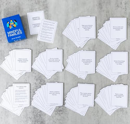 100 Mindful Families Conversation Cards – Mindfulness, Gratitude & Breathing Prompts for Self Care at Home, Travel & Therapy - style: Family Conversation Cards