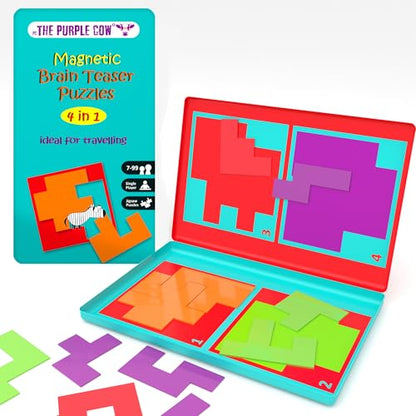 The Purple Cow- Brain Teaser Puzzles- Magnetic Travel Game. Great for Travel and on-the-go. Learning Activity for Boys and Girls. - color: Brain Teaser Puzzles