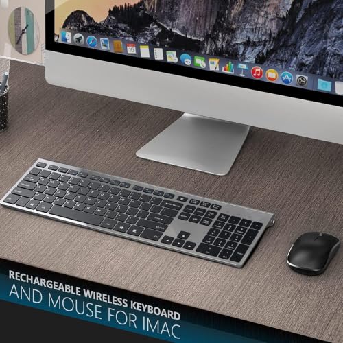 Rechargeable Wireless Keyboard and Mouse Combo- J JOYACCESS 2.4G Compact Quiet Slim Wireless Keyboard Mouse Combo for Laptop,PC,Desktop,Computer,Windows- Black - color: Black