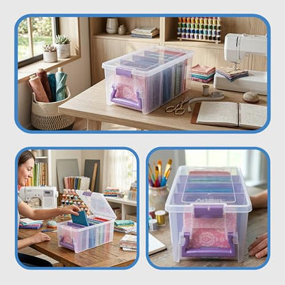 ArtBin Semi Satchel 휴대용 공예 정리함, 칸막이 3개 포함 - 미술 및 공예 용품을 위한 투명 플라스틱 보관 케이스 | 탈착식 칸막이 3개, 39.9 x 20.3 x 16.2cm(15.2 x 8 x 6.2인치), 안전한 걸쇠, 운반 손잡이, 투명하고 내구성 - color: 퍼플., size: Pack of 1