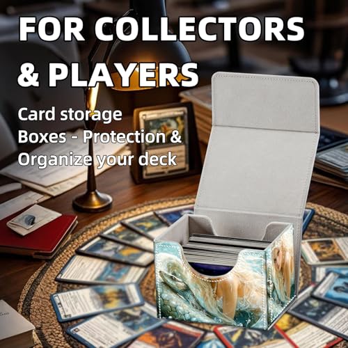 Trading Card Storage Box, Holds 100+ for MTG Cards, PU Leather with Magnetic Closure, Blonde Maiden with Serpent in Water Durable Deck Box for Magic the Gathering, Trading Card Games - color: Blonde Maiden with Serpent in Water