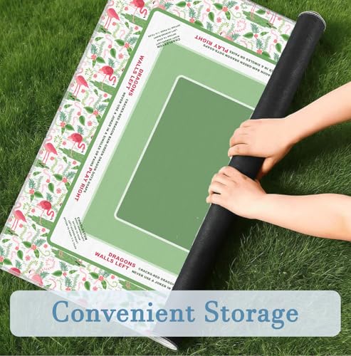 Green Tropical Coastal Beach Flamingo Botanical Mahjong Mat 31.5x31.5 Inch, Non-Slip and Noise Reduction Mah Jong Table Mat Cover Gifts for Mahjong Lovers Poker Board Games Dominoes - color: Green Tropical Coastal Beach Flamingo
