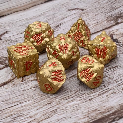 Dragon Scale Metal Dice Set-Dragon Claw,with Gift Metal Box for TTRPG Tabletop Gaming,Dungeon Masters,RPG Adventures(Brown) - color: Brown