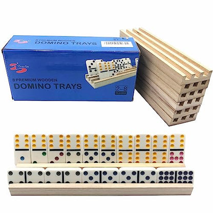 Yuanhe Wooden Domino Racks Set of 8, Domino Trays Holders Organizer for Classic Board Games, Dominoes Accessories - style: 8 Pack