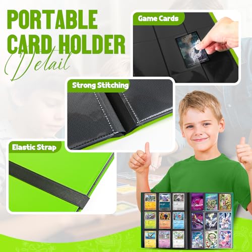 Card Binder 9-Pockets,Trading Card Binder,20 Pages, 360 Card Capacity Collection Binder, Card Folder for MTG, TCG, Game Cards & Sports Cards (Apple green) - color: Apple green