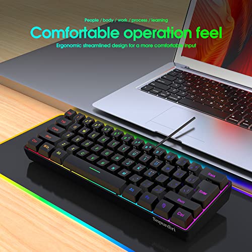DGG 60% Gaming Keyboard and Mouse Combo, Small Keyboard and Mouse Set, Mini Gaming Keyboard 61 Keys True RGB Mechanical Feeling Keyboard Mouse Combo for Computer PC Gamer - color: Black Set