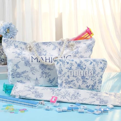 Ceenna American Mahjong Set 160 Pcs, Mah Jong Tiles with Accessories | Hand Carved Pattern, 1.2 Inch Tiles, Carrying Bag Dice Chips, Portable for Travel, Beginner Friendly Game - style: Stylish