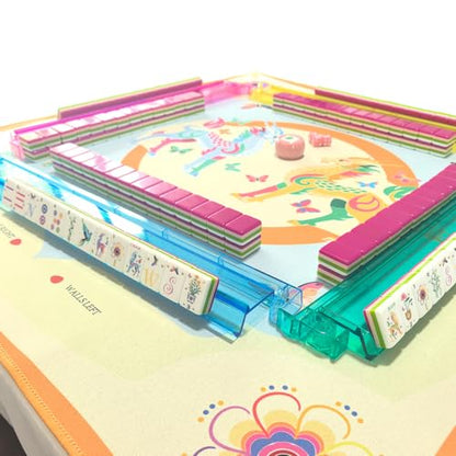 American Mahjong Design Set 1.2-inch 160 Acrylic High-Grade Four Layer Rose Red Mah-Jongg Tiles - color: Rose Red