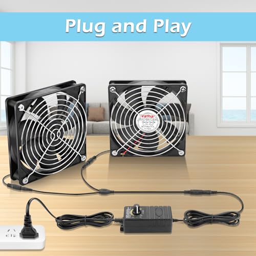 Wathai 120mm Muffin Fan Dual Ball with AC 110v - 240V Speed Control High Performance for Doorways, Wood Stoves, Fireplaces 2 Pack - style: 1225 x 2