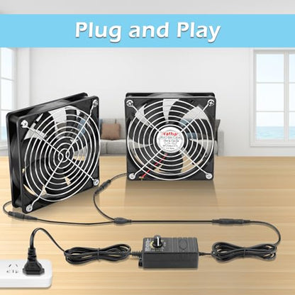 Wathai 120mm Muffin Fan Dual Ball with AC 110v - 240V Speed Control High Performance for Doorways, Wood Stoves, Fireplaces 2 Pack - style: 1225 x 2