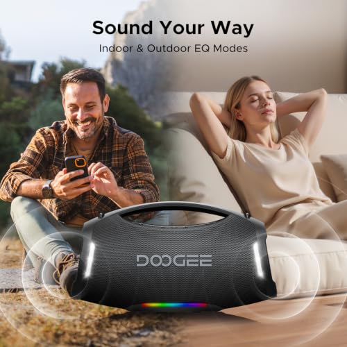 Portable Wireless Speaker, 250W Peak/220W RMS Loud Boombox Speaker, Deep Bass Outdoor Party Speaker, 20H Playtime, IPX5 Waterproof, RGB Lights, TWS Pairing, USB/TF/AUX