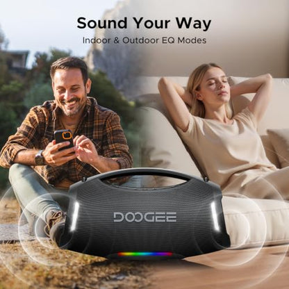 Portable Wireless Speaker, 250W Peak/220W RMS Loud Boombox Speaker, Deep Bass Outdoor Party Speaker, 20H Playtime, IPX5 Waterproof, RGB Lights, TWS Pairing, USB/TF/AUX