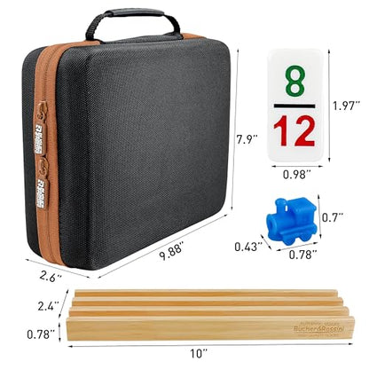 Bucher & Rossini Mexican Train Dominoes Set with Numbers with 4 Racks, Dominos with Numbers with Wooden Domino Holders 91 Tiles Dominoes Game Set with Portable Case for Family Game Night - color: Mexican Train With Numbers