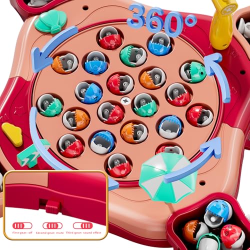 Magnetic Fishing Game for Kids Toddlers Ages 1-3 3-5 5-7, Fish Toy Board Game for Kids 3 4 5 6 7 8 Years Old, 70 Pcs Fishing Table Toys Fish Catch Game Birthday Gifts for Boys Girls, Pink - color: Pink