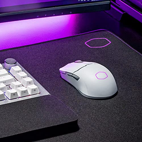 Cooler Master MM712 Wireless Gaming Mouse White with Adjustable 19,000 DPI, 2.4GHz and Bluetooth, Ultraweave Cable, PTFE Feet, RGB Lighting and MasterPlus+ Software - style: MM712 Wireless White