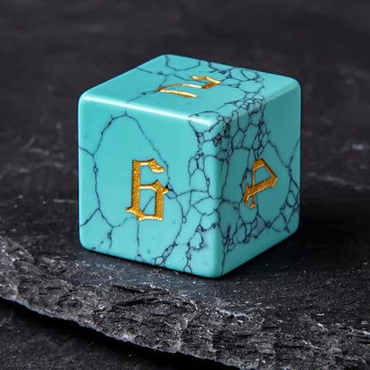Blue Turquoise Crystal DND Dice Set 7 PCS Gemstone Suitable for Dungeons and Dragons for Polyhedral Dice for D & DRPG Games (Blue Turquoise - color: Blue Turquoise