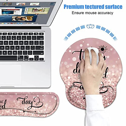 Keyboard Wrist Rest + Mouse Pad Wrist Support Set with Coasters, Today is a Good Day to Have a Good Day Inspirational Quote with Non-Slip PU Base Ergonomic Mousepad for Home Office Working Studying - color: Today is a Good Day to Have a Good Day Inspirati