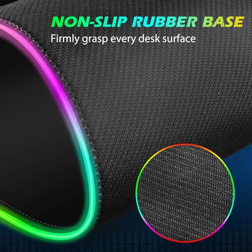 ToLuLu RGB Gaming Wireless Charging Mouse Pad, 5/7.5/10/15W 10 Light Modes LED Mouse Pad Computer Keyboard Mat Mousepad, 800x300x4MM Extended Large Desk Mat for Gaming, MacBook, Laptop, PC, Black - color: Black