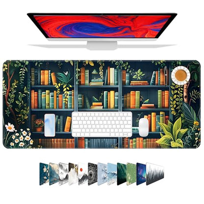 Galdas Gaming Mouse Pad XXL XL Large Long Extended Big Mousepad Non-Slip Rubber Keyboard Mouse Pad with Stitched Edges for Laptop Home Office (31.5x11.8x0.08 Inch) -Books - color: Books