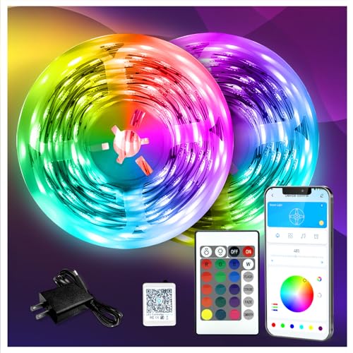 DAYBETTER LED Strip Lights 130ft Lights Strip for Bedroom, Desk, Indoor Room Bedroom Birthday Gifts RGB Decor with Remote and 24V Power Supply - size: 130FT