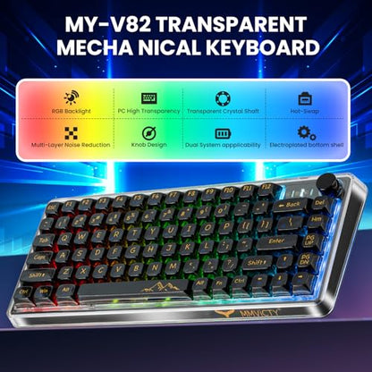 75% Hot‑Swappable Tri‑Mode Mechanical Keyboard, Wireless Bluetooth 5.0 2.4G USB‑C Gaming Keyboard with Volume Knob, Pre‑Lubed Linear Switch, RGB Backlit Metal Shell Compact Keyboard for PC Mac Gamers - color: Black