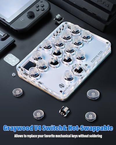 JZW-Shop Haute42 Leverless Arcade Stick G16, All-Button Arcade Controller Compatible with Switch/PC/PS3 /Steam Deck, Arcade Fight Stick Game Keyboard with DIY RGB, Supports Hot-Swap & SOCD