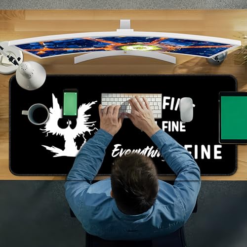 Desk Mat Pad,Large XXL Extended Mouse Pad Mat for Desktop Keyboard | 35''×15.6'' XXL Extended Gaming Mouse Pad with Non-slip Base Desk Matt Mousepad for Computer,Office,Keyboard and Laptop - color: A6-Black Cat