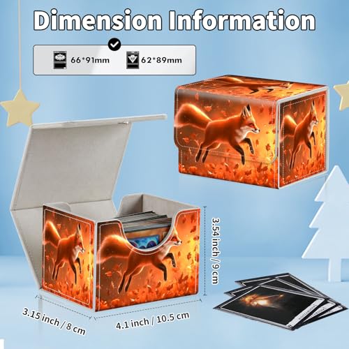 for MTG Commander Deck Box,Card Deck Box for Trading Yugioh MTG,Fits 100 Double Sleeved Cards,PU Leather Strong Magnet Case for Magic Commander TCG CCG,Cute Fox - color: Cute Fox