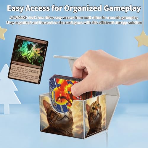 for MTG Commander Deck Box,Card Deck Box for Trading Yugioh MTG,Fits 100 Double Sleeved Cards,PU Leather Strong Magnet Case for Magic Commander TCG CCG,Cute Cat - color: Cute Cat