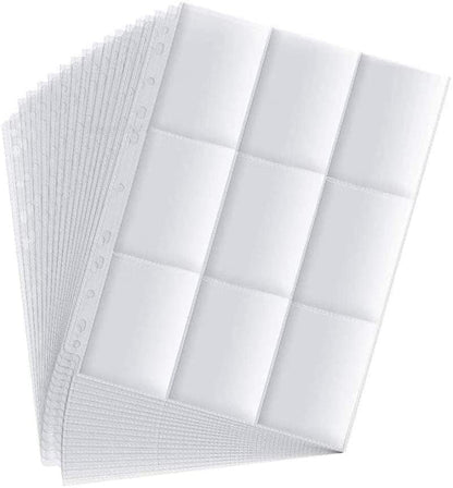 2700 Pockets Trading Card Sleeve Pages,150 Pack Double Side 9-Pocket Protectors Card Sleeves Binder Sheets 11 Ring for Standard Size Sport Cards, Baseball Cards, Game Cards (150)