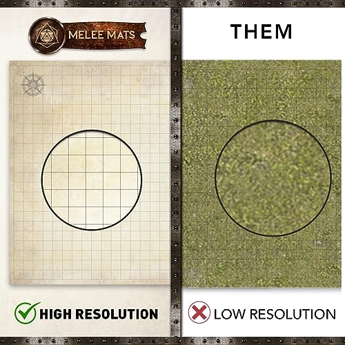 Melee Mats DND Map Starter Set - 23” x 27" Double Sided, Wet & Dry Erase Battle Terrain Grid for Dungeons and Dragons - Tabletop Board Gaming Kit with Accessories