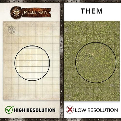 Melee Mats DND Map Starter Set - 23” x 27" Double Sided, Wet & Dry Erase Battle Terrain Grid for Dungeons and Dragons - Tabletop Board Gaming Kit with Accessories