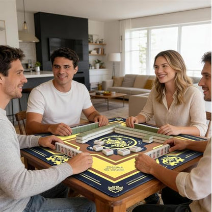 Mahjong Mat with Rules 31.5" x 31.5" Non-Slip Noise Reduction, American Mahjong Mat for Table with Bag, Waterproof Mah Jongg Mat for Poker, Playing Cards, Dominoes, Board & Tile Games - color: Black Tortoise