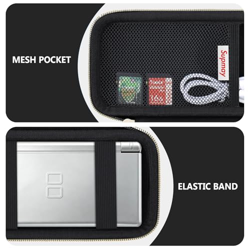 Supmay Hard Carrying Case Compatible with Nintendo DS Lite NDSL, Gameboy Advance Games Storage Holder Travel Bag with Mesh Pocket for USB Charging Cable, Stylus, Earphones, Game Cartridge, Black - color: Black Star