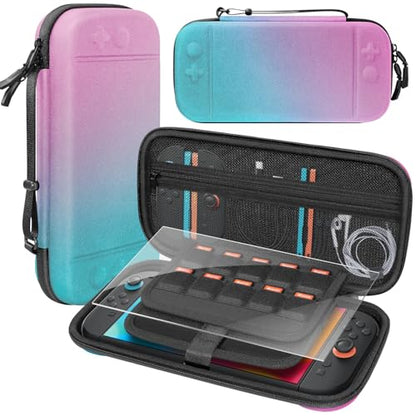 BRHE Switch 2 Carry Case Compatible with Nintendo Switch 2 Console | Large Capacity Switch 2 Travel Case, Travel Bag for Switch 2 Console & Accessories, 30 Game Card Slots (Pink Blue Gradient) - color: Pink Blue Gradient