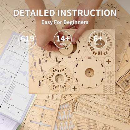 3D Puzzles for Adults, Wooden 3D Puzzle Model Lotus Pavilion Music Box Toys Building Kits, DIY Wood Crafts Cool Toy Hobbies for Men Women, Creative Assembly Gifts