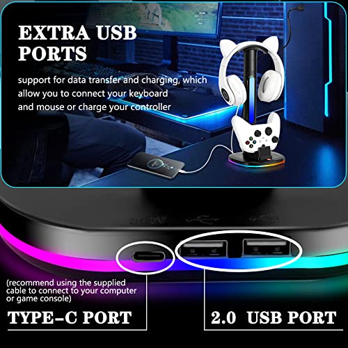 Controller Charger with RGB Headphone Stand & 6660mWh Battery for Xbox Series X|S/Elite 2/One/One X/One S/One Elite, XSX Controller Charger Station, Headset and Controller Holder with 2 USB Port - size: xbox Chager with Battery