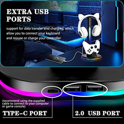 Controller Charger with RGB Headphone Stand & 6660mWh Battery for Xbox Series X|S/Elite 2/One/One X/One S/One Elite, XSX Controller Charger Station, Headset and Controller Holder with 2 USB Port - size: xbox Chager with Battery