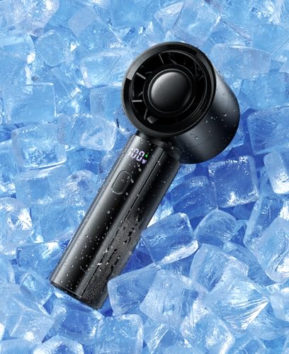 coldSky Portable Handheld Turbo Fan, 4000mAh Rechargeable High Speed Personal Fan With 5 Speeds, Small Cooling Fans With Digital Display For Women Outdoor, Travel, Vacation