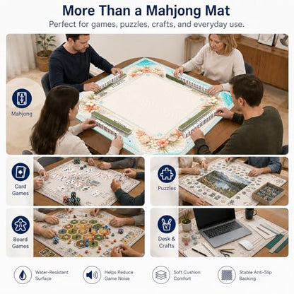 Beach Sea Shell Mahjong Mat,Non Slip American Mah Jongg Table Mat | 32in soft neoprene mah jongg mat reduces tile noise protects tabletops & packs easily for game nights or a thoughtful gift - color: 018