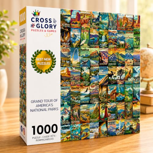 Cross & Glory | Jigsaw Puzzles for Adults | America's National Parks | Scenic Travel Puzzle | Landscape Puzzles for Adults | Satin Finish | Ages 14+ - color: Grand Tour of America's National Parks