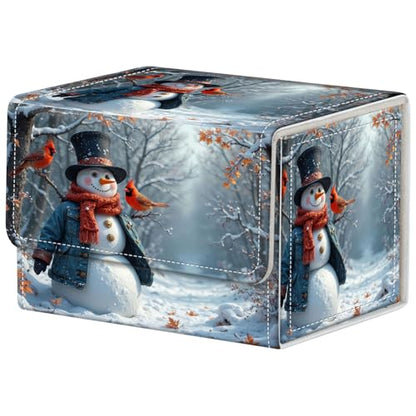 Snowman Deck Box for MTG Commander | Holds 100+ Double-Sleeved Cards | Strong Magnetic TCG Card Case for Collectible Games - color: Snowman