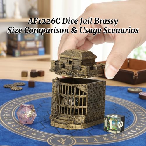 Fantasy Gifts Tabletop Gaming Accessories RPG Dice Display Dice Jail AF1226C | Brushed Brass Color Dice Prison, Premium Dungeon Master Gifts and Map Props Scenery for Wargame & Role Playing Layout - color: Af1226c Dice Jail Brassy