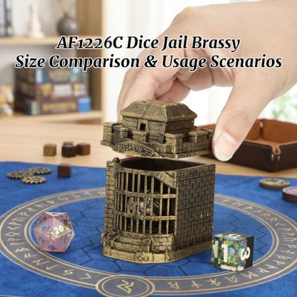 Fantasy Gifts Tabletop Gaming Accessories RPG Dice Display Dice Jail AF1226C | Brushed Brass Color Dice Prison, Premium Dungeon Master Gifts and Map Props Scenery for Wargame & Role Playing Layout - color: Af1226c Dice Jail Brassy